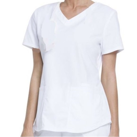 Scrubstar Tops White Scrub Top Medical Nursing Vet V Neck Uniform Shirt Womens Dental Scrubs